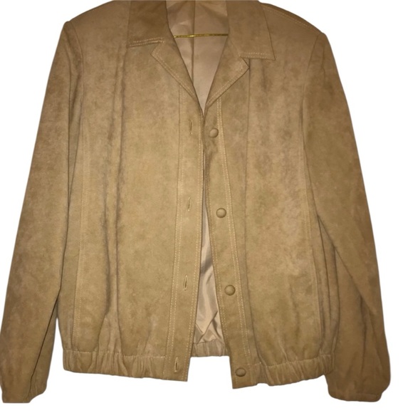 Olympic Fashions Ultrasuede Tan Bomber Jacket Men’s Size XL Vintage Style - Picture 1 of 16